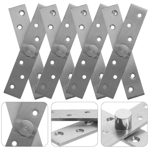 4-Pack Stainless Steel Hidden Door Hinges For Wooden Doors With Rotatable Pivot and vertical connectors, close-up view