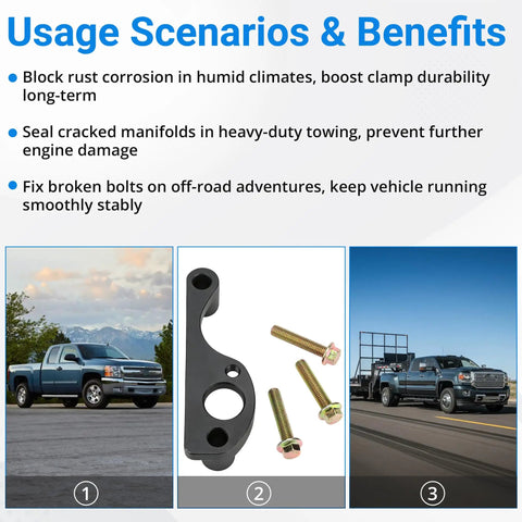 Chevrolet Exhaust Manifold Repair Clamp Heavy Duty Fit For Chevy Avalanche Silverado with bolts and trucks usage scenarios