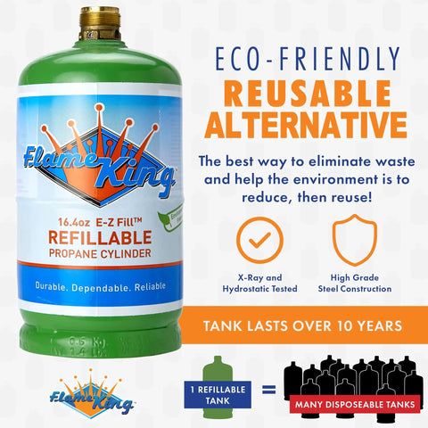 Empty Refillable 1 Pound Propane Tank Cylinder 4 Pack For Camping Backpacking And Hiking Eco Friendly Reusable DOT Compliant Green