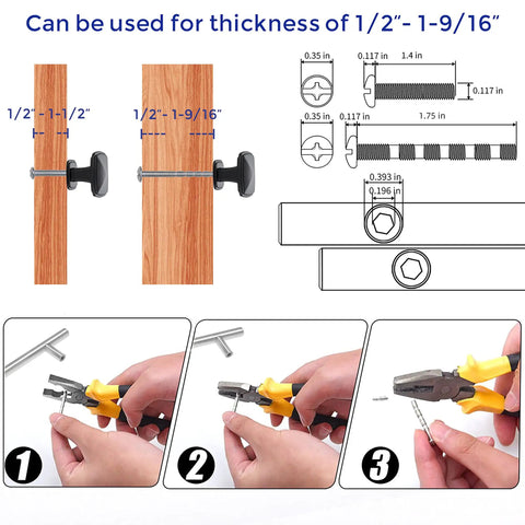 Single Hole Square Kitchen Cabinet Knobs In Matte Black, 25 Pack, Modern Euro Style Hardware To Upgrade Your Cabinets, Durable Metal Construction, Easy Install, Ideal For Kitchens, Bathrooms, And Dressers. Size chart and installation steps