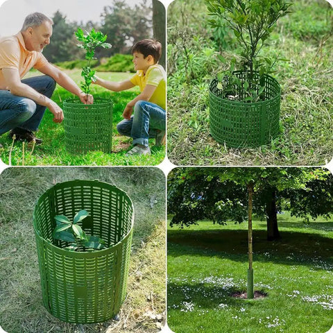 Beefed Up Tree Bark Protector Guard For Trees And Shrubs Tough Trunk Shield That Stops Animal Damage Breathable Plant Cage For Lawn Care And Orchard Deer Proof Outdoor Wrap Easy Install Garden Defense, green PP trunk guard around sapling