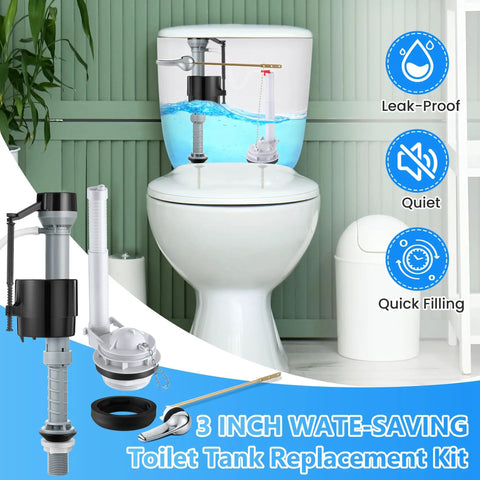Turn Around Your Leaky Tank Fast With This 3 Inch Adjustable Flush Valve Kit Featuring Flapper Fill Valve Front Handle And Tough Gaskets For No Sweat Home Plumbing Fixes, showcasing tank parts.