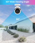 4 Pack 1080P HD TVI Security Cameras With 120Ft Night Vision Waterproof CCTV Bullet Cameras For Home Security showcasing 90° angle