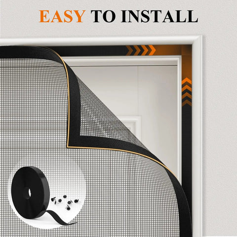 Magnetic Screen Door For 32 By 80 Inch Openings, Reversible Left Or Right Install, close-up of easy install with kit shown