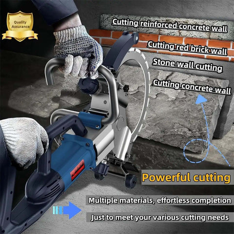 Straight Shooting 8800W Electric Concrete Saw And 270mm Circular Groove Chaser Rig featuring cutting reinforced concrete.