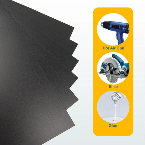 12 Pack Black Plastic Sheets 8x12 Inch 0.04 Inch Thick High Tensile Plastic Panels for DIY Crafts with hot air gun, saw, glue