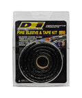 High Temp Fire Sleeve And Tape Kit, 3/8 Inch ID, 3 Foot Length, Glass Braided With Silicone Coating, packaging front view