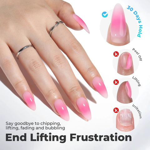 Oil Free Nail Prep Dehydrator For Press Ons Gel Polish Acrylic Or Natural Nails With One Second Air Dry Acid Free And HEMA Free Formula For Long Lasting Mani shown with nail results