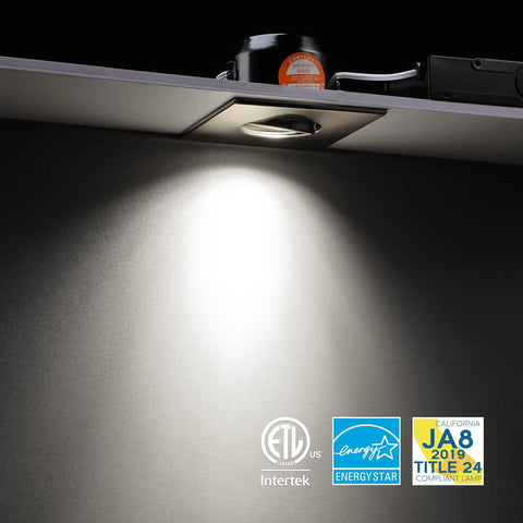 3 Inch Gimbal LED Recessed Light Kit, Dimmable Ten Percent To One Hundred Percent, 7W Equal To 50W Recessed Downlight on black ceiling