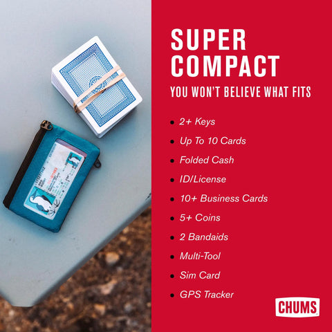 Surfshorts Wallet Slim Card Holder With RFID Blocking Clear ID Window Zippered Water Resistant Key Ring Ultra Compact Pocket Wallet