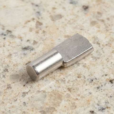 Close-up of a Stainless Steel Shelf Pin 5mm Nickel Plated Adjustable Peg for Glass Cabinets hidden mounting