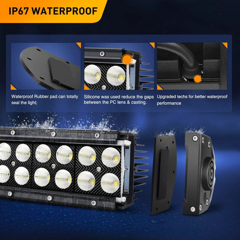 32 Inch LED Light Bar For Trucks Off Road Beefy Curved 180W Flood Spot Combo Beam Driving Lamp Work Light Kit with IP67 waterproof seals