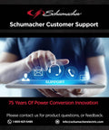 Person interacting with digital touchscreen labeled support, showcasing Schumacher customer support services.