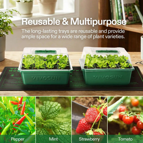 72 Cell Seed Starter Kit With 10 By 20 Inch Heat Mat And Humidity Dome Self Adjusting Dual Digital Temperature Controller Pro Grade 6 Pack Reusable Propagation Trays For Indoor Seed Germination Cloning And Plant Propagation