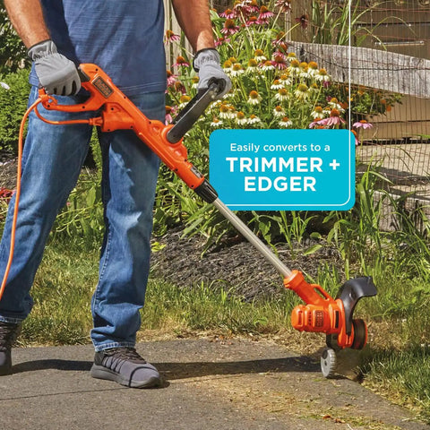 3-In-1 Electric Lawn Mower Weed Eater And Edger For Small Yards Corded 12-Inch 6.5 Amp Powerdrive Motor in trimming mode