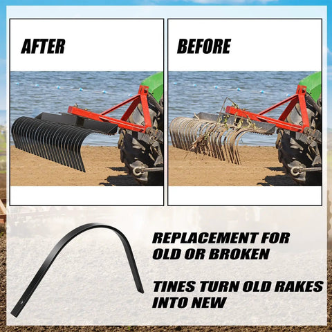 Before and after using Six Pack Heavy Duty Rock Rake Tines Replacement For Landscape Rakes One Inch By Five Sixteenth Inch