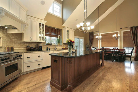 Traditional kitchen with wooden island featuring Unfinished Solid North American Hardwood Kitchen Island Leg In Mission Style, 35 And One Quarter Inch High By 5 Inch Wide By 5 Inch Deep, Triple Sanded With Deep Relief Design, Indoor Use, Natural Wood Grain Built To Last