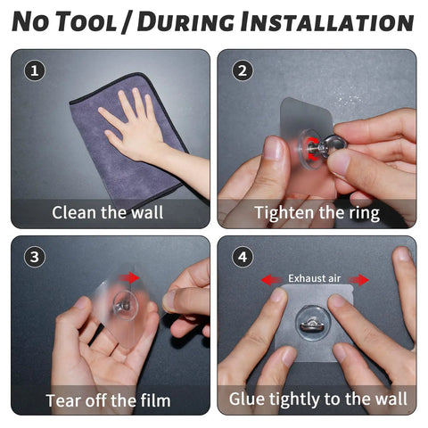 Installation steps for Heavy Duty Ceiling Hooks Waterproof Stainless Steel No Nail Needed Adhesive Hooks 4 Pack