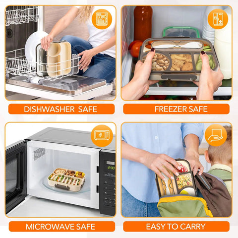 Workhorse Four Compartment Bento Box for Adults, 1000ml Capacity, Drop Proof Lunch Container shown in dishwasher
