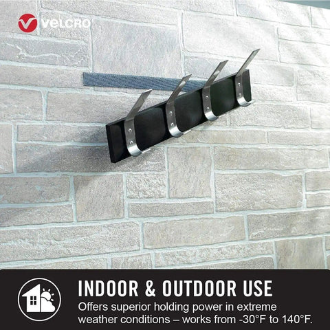 Industrial Strength Hook And Loop Fasteners For Extreme Outdoor Weather, Heavy Duty Holds Up To 15 Lbs, 4 X 2 Inch Strips, 3 Sets, Titanium on brick wall
