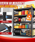 2 Pack Heavy Duty Metal Garage Shelving Unit 5 Tier 71.2 Inch High By 35.4 Inch Wide By 16 Inch Deep for storing tools and equipment