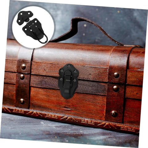 8 Pack Retro Duckbill Toggle Latch Locks For Jewelry Boxes, Toolboxes, And Suitcases installed on vintage wooden box