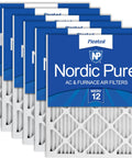 Efficient Pleated Air Filter 18x30x1 MERV 12, Actual 17.75x29.75x0.75, 6 Pack, front view showing branding and pleated design