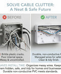 Comparison of messy old outlet box and new organized 5 Pack Surface Mount Outlet Box Plastic Electrical Junction Enclosure Backbox DIY