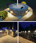 Six Pack Hardscape Lights For Retaining Walls And Steps, 4W 6.8 Inch LED Paver Step Lights With 2700K Warm White, illuminating outdoor spaces