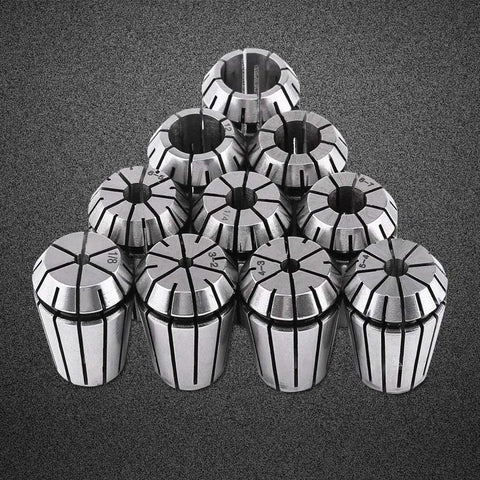 Get Ready With This Premium 10pc ER20 Spring Collet Set Made From Tough 65Mn Steel displaying various sizes.