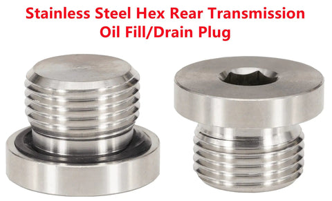 Stainless steel hex rear transmission oil fill drain plug from Beefy 5 Piece Stainless Steel Engine Front Differential And Rear Transmission Oil Drain Fill Plug Kit For Polaris UTVs RZR General Ranger Scrambler Sportsman With Gasketed Engine Drain Plug And Front And Rear Fill Plugs Plus Rubber Gaskets.