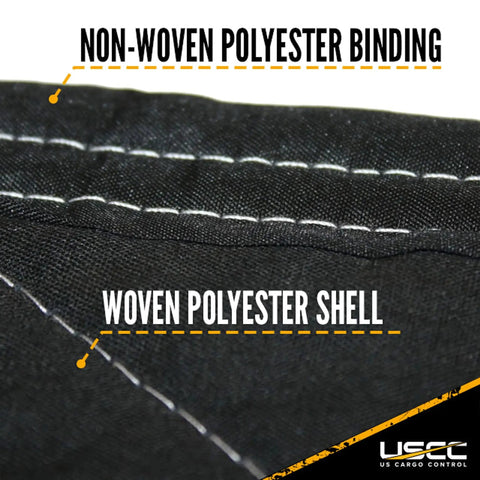 Close-up of Heavy Duty Moving Blankets 80 by 72 Inches 4 Pack Quilted Furniture Pads showing non-woven polyester binding.