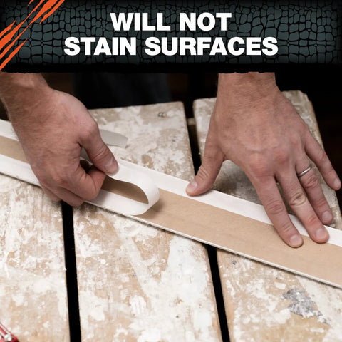 Applying Heavy Duty Double Sided Super Glue Tape 0.75 Inches By 15 Yards Clear Acrylic Formula to a clean surface without staining.