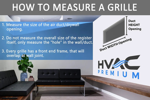 Instructions on measuring duct openings for Aluminum Double Deflection Adjustable Air Diffuser For HVAC Ducts. Diagrams included.
