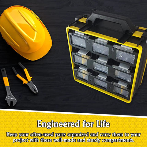 Hardware Tackle Box With Removable Compartment Organizer And Reversible Carrying Case For Screws Nuts And Bolts EZ Clip Compartments