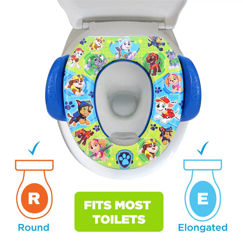 Toddler Potty Training Seat With Comfy Cushion And Sure Grip Handles Easy Cleanup Fits Regular Toilets Bpa Free, colorful design with handles.