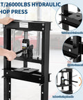 Badass 12 Ton H Frame Hydraulic Shop Press With Adjustable Height Stamping Plates And Built In Pressure Relief Valve for heavy duty repair.