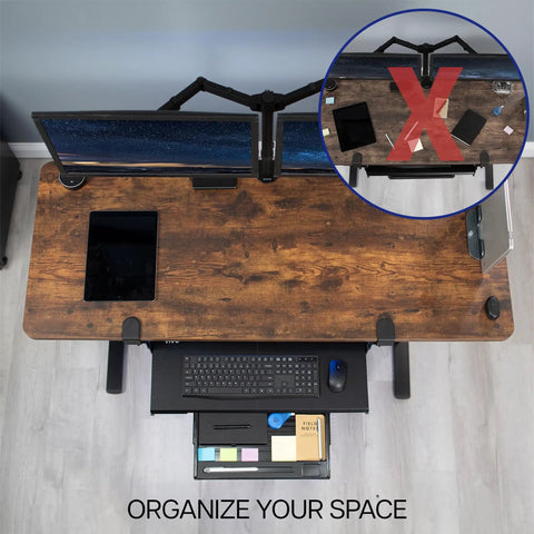 Under Desk Keyboard Tray With Pull Out Platform Extra Sturdy C Clamp Mount Big 33 Inch Wide By 11 Inch Deep Slide Out Tray