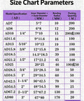 Size chart for Top Tier Flame Retardant Corrugated Wiring Conduit, detailing model specifications and dimensions.