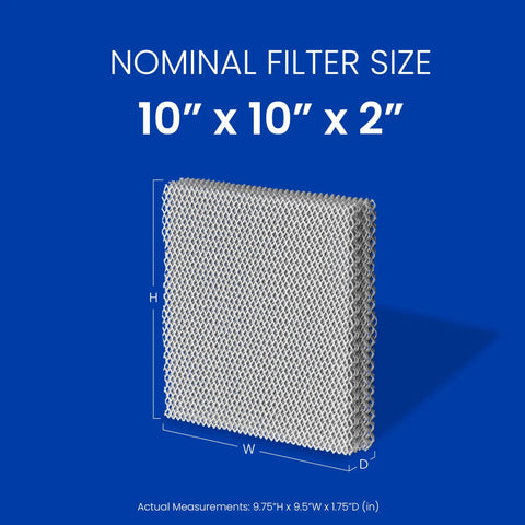 Water Panel Humidifier Filter Replacement For Whole House Humidifiers Models 110 220 500 500A 500M 550 550A 558 Pack Of 1 Durable USA Made Easy Fit And Reliable Moisture Control shown with dimensions 10x10x2 inches.