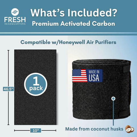 Activated Carbon Prefilter Replacement For Air Purifiers 10 X 46 And A Half Inches Odor And VOC Filter For Cooking Pets And Household Smoke Compatible with R Style Replacements Easy Install 1 Pack