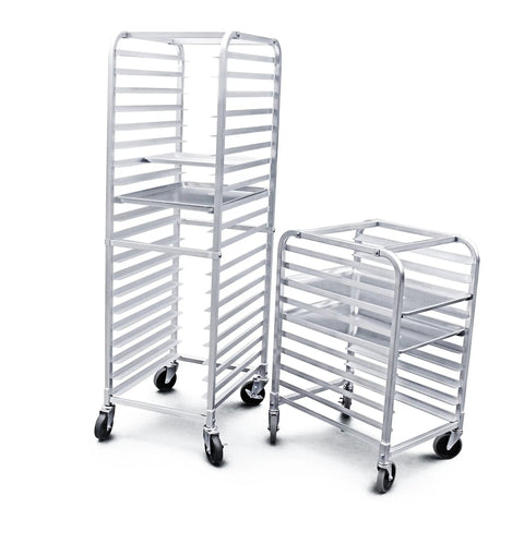 No Sweat Commercial Aluminum Sheet Pan Rack, Heavy Duty 20 Tier Bun Pan Organizer with glide ease and wheels.