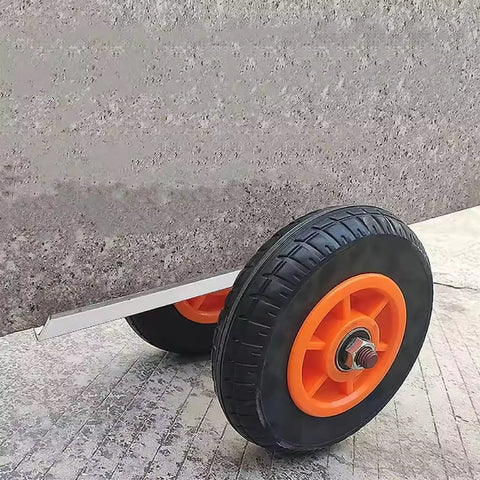 Heavy Duty Panel Dolly Cart For Sheet Material Moving With Grip Tough Anti Slip Wheels and Roll Like Butter Precision close-up of wheel.