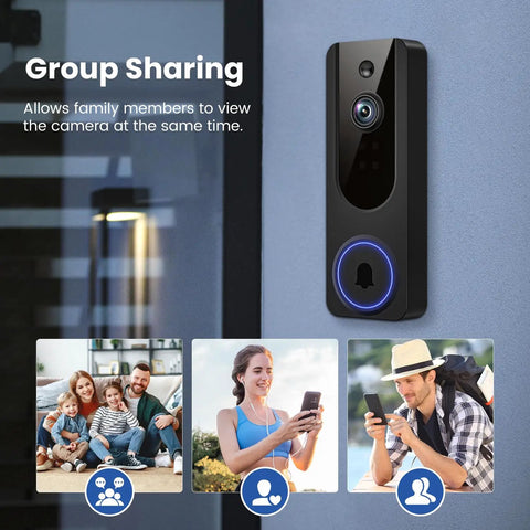 1080P WiFi Video Doorbell Camera Battery Powered With Smart AI Human Detection And Motion Alerts, Two Way Talk, Night Vision, Cloud Storage, 2.4G WiFi Only, Indoor Outdoor Surveillance Cam installed on wall