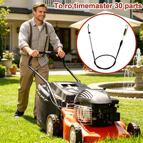 Man using lawn mower with Lawn Mower Cable Replacement For 30 Inch Mowers Durable OEM Style Parts in inset