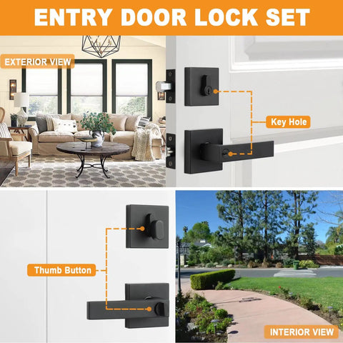 Matte Black Front Door Lock Set Three Pack With Single Cylinder Deadbolt And Keyed Entry Lever Built Tough Security for doors
