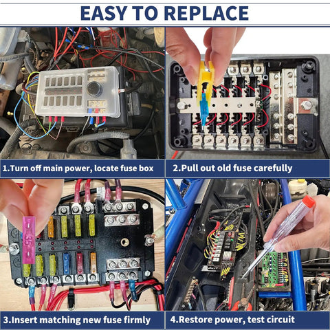 Easy instructions for using Tough As Nails Car Fuses Assortment Kit with fuse replacement in automotive fuse box.