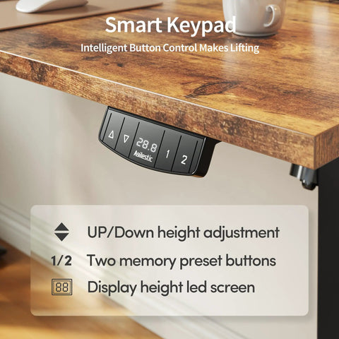 Close-up of Electric Standing Desk 48 By 24 Inch showing control panel with height adjustment and memory presets