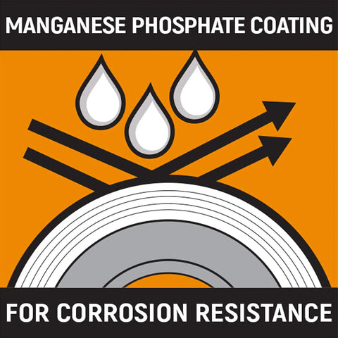 Illustration of corrosion resistance with arrows and water droplets, related to Beefy 1/2 Inch Drive 6 Point Impact Socket 1-1/4 Inch Heavy Duty With Off Corner Loading To Stop Fastener Rounding Black Oxide Finish For Tough Corrosion Resistance A Must Have Tool For Auto And Industrial Jobs