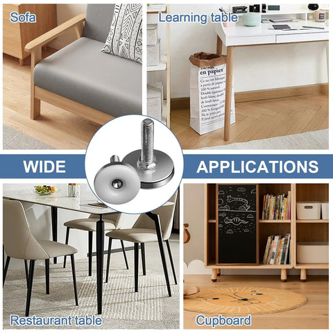 Heavy Duty Adjustable Leveling Feet Set For Furniture And Cabinets M6 M8 M10 Threaded Metal Table Leg Levelers applications